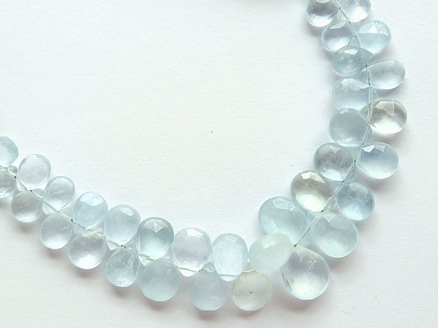 Natural Aquamarine Faceted Pear Briolette Beads