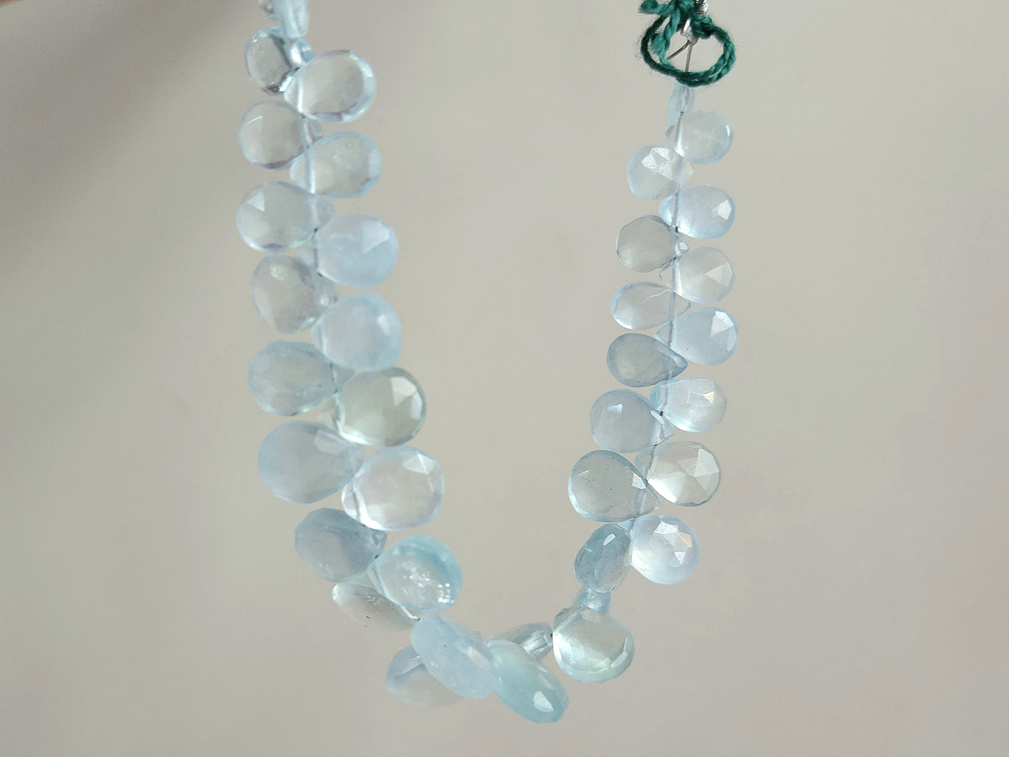 Natural Aquamarine Faceted Pear Briolette Beads