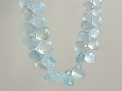 Natural Aquamarine Faceted Pear Briolette Beads