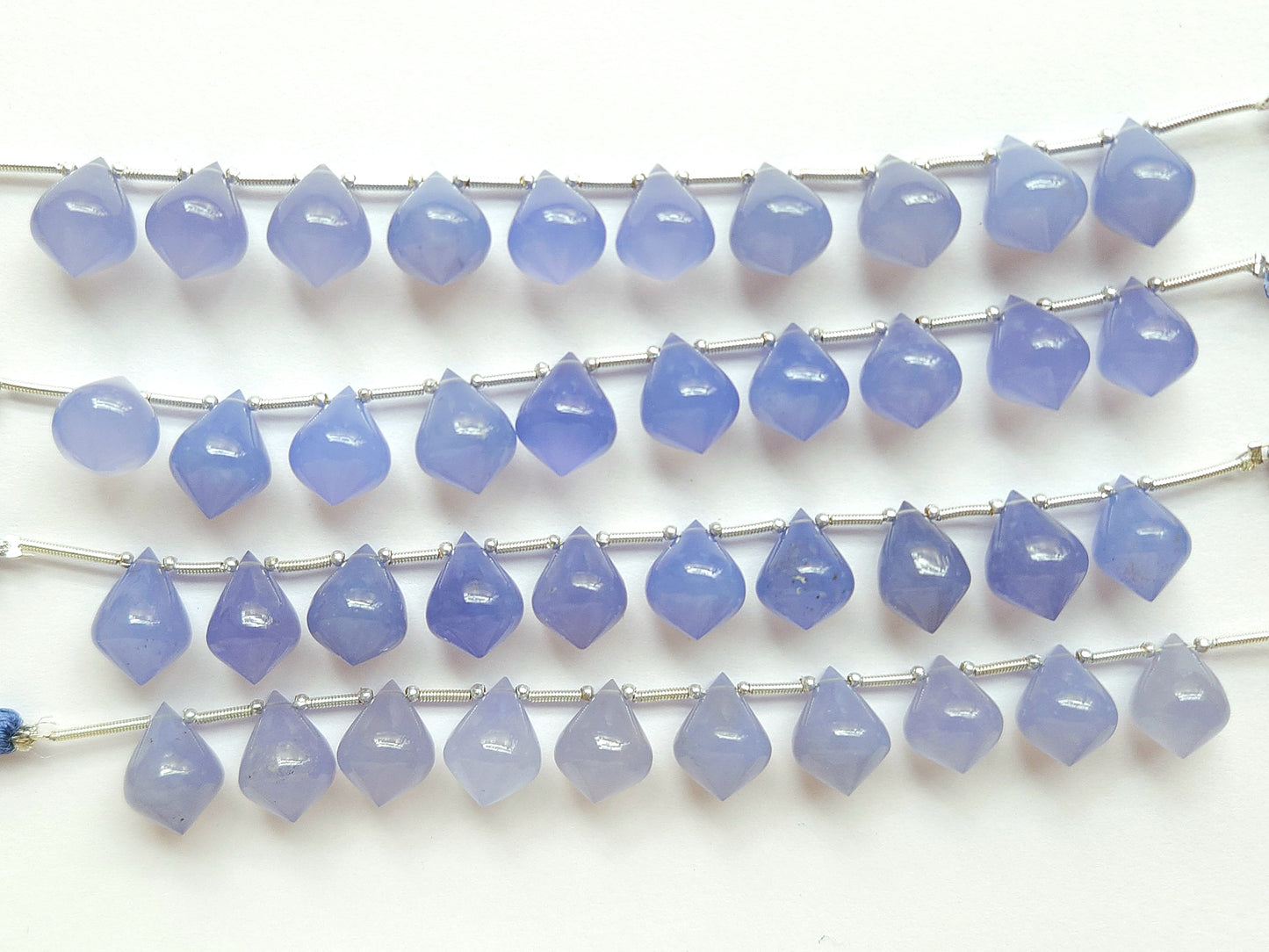 AAA Blue Chalcedony Slanted Shape Drops