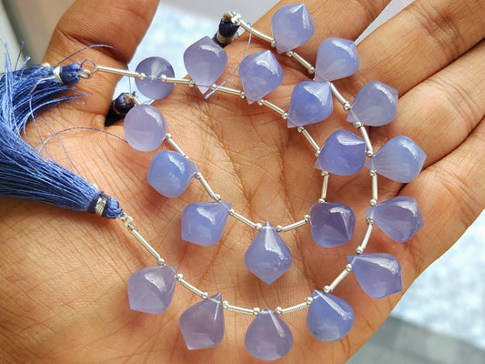 AAA Blue Chalcedony Slanted Shape Drops