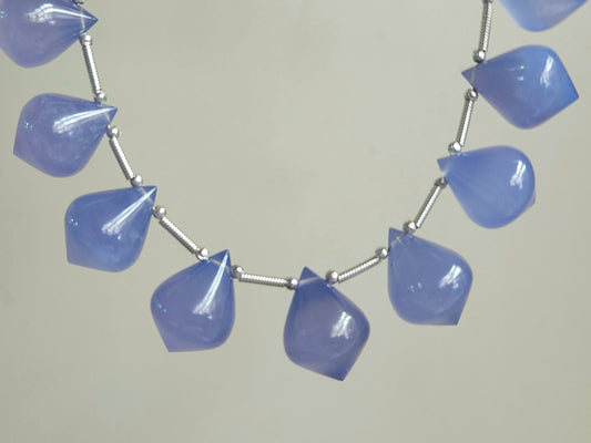 AAA Blue Chalcedony Slanted Shape Drops