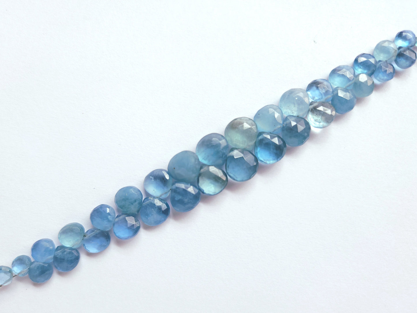 Natural Aquamarine Faceted Heart Shape Briolette Beads