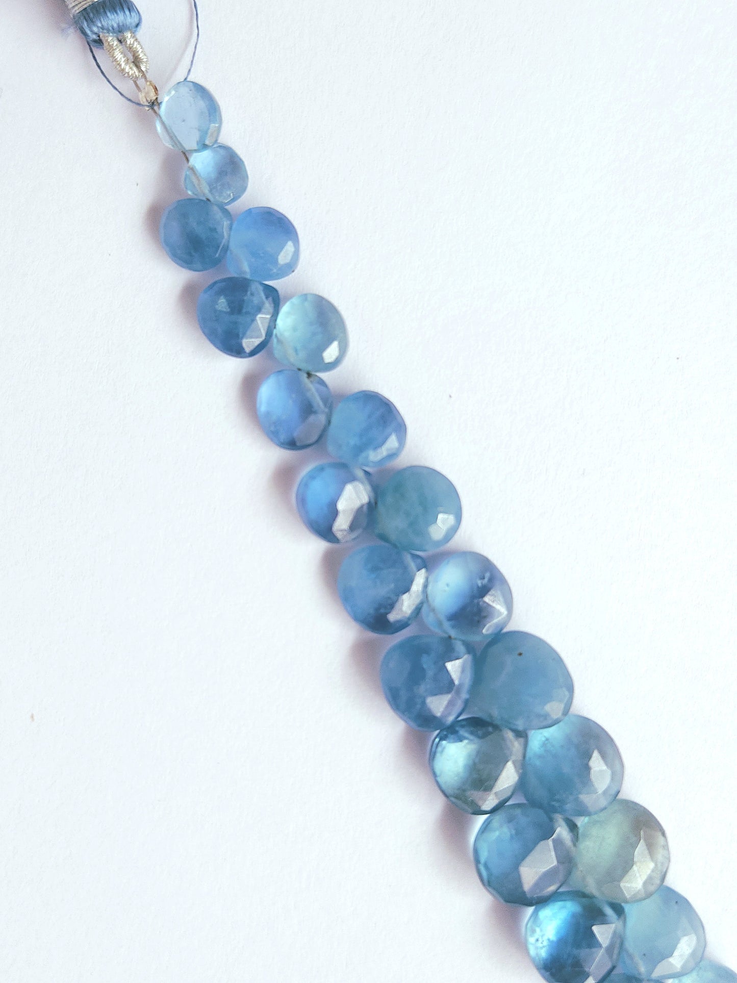 Natural Aquamarine Faceted Heart Shape Briolette Beads