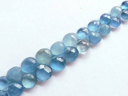 Natural Aquamarine Faceted Heart Shape Briolette Beads