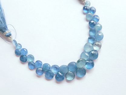 Natural Aquamarine Faceted Heart Shape Briolette Beads