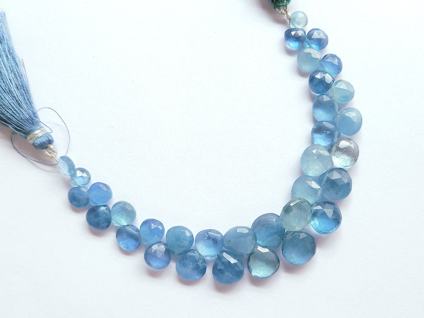 Natural Aquamarine Faceted Heart Shape Briolette Beads