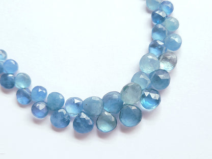 Natural Aquamarine Faceted Heart Shape Briolette Beads