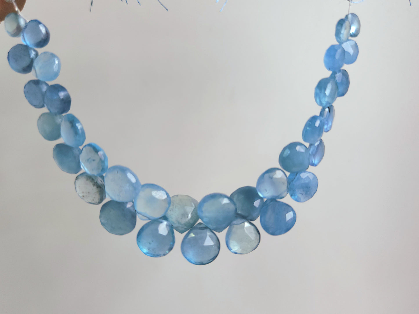 Natural Aquamarine Faceted Heart Shape Briolette Beads