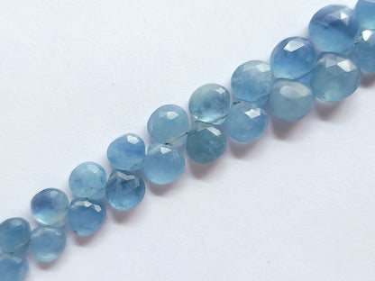 Natural Aquamarine Faceted Heart Shape Briolette Beads