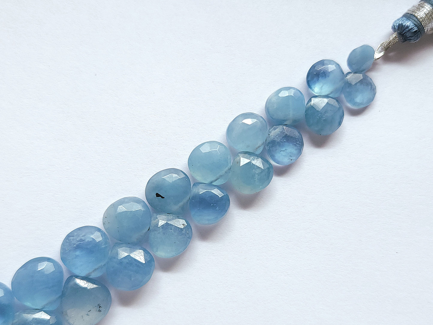 Natural Aquamarine Faceted Heart Shape Briolette Beads