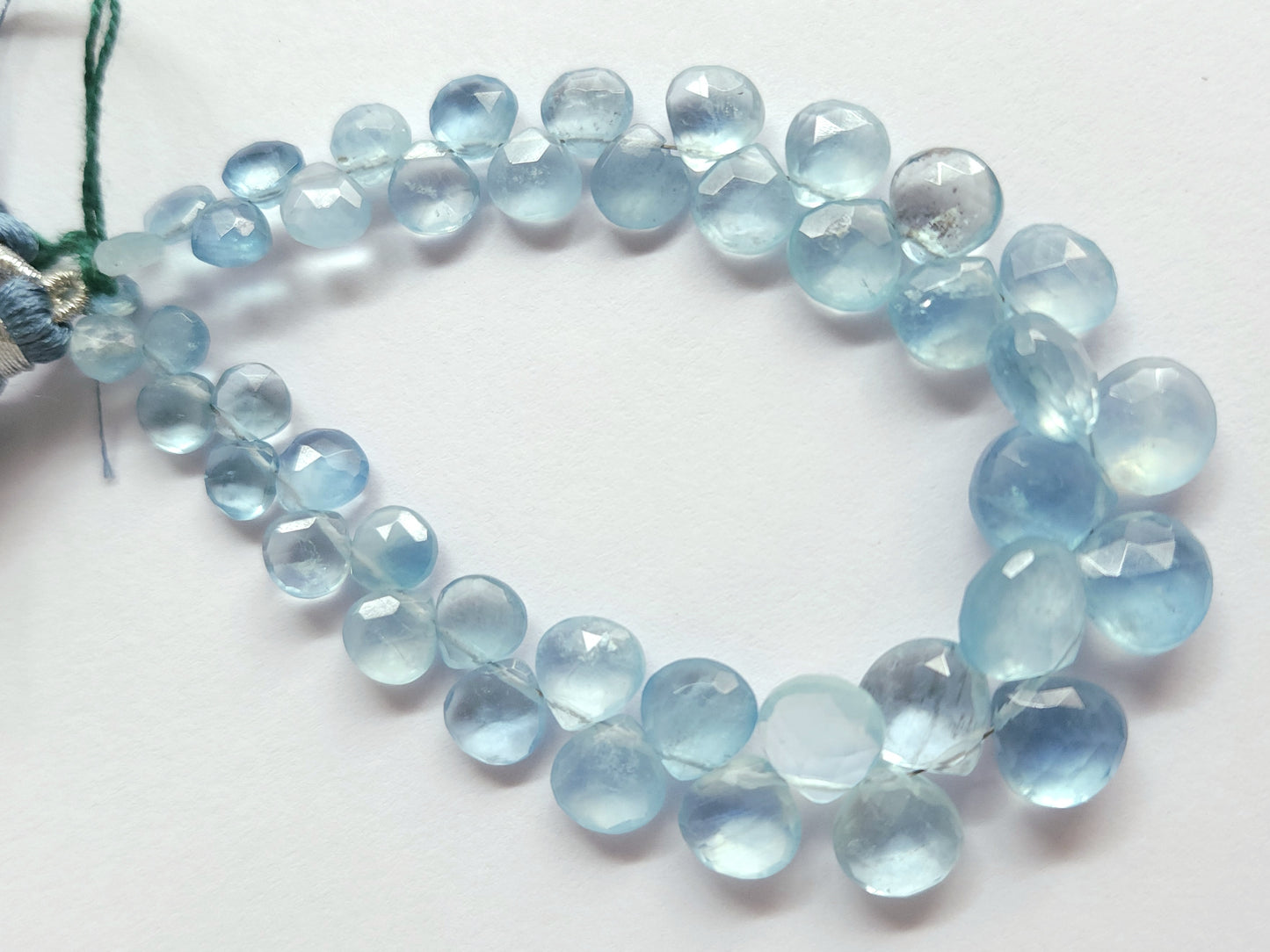 Natural Aquamarine Faceted Heart Shape Briolette Beads