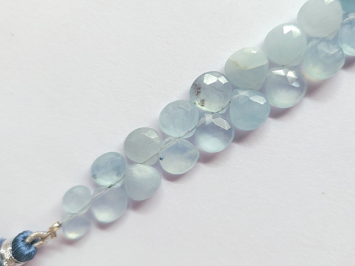 Natural Aquamarine Faceted Heart Shape Briolette Beads