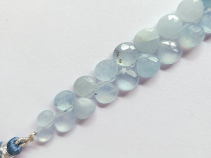 Natural Aquamarine Faceted Heart Shape Briolette Beads
