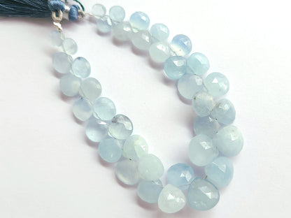Natural Aquamarine Faceted Heart Shape Briolette Beads