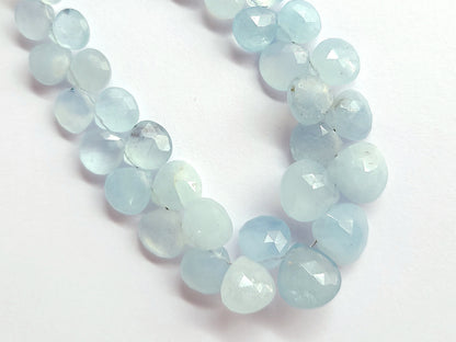 Natural Aquamarine Faceted Heart Shape Briolette Beads