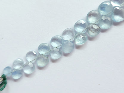 Natural Aquamarine Faceted Heart Shape Briolette Beads