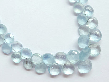 Natural Aquamarine Faceted Heart Shape Briolette Beads