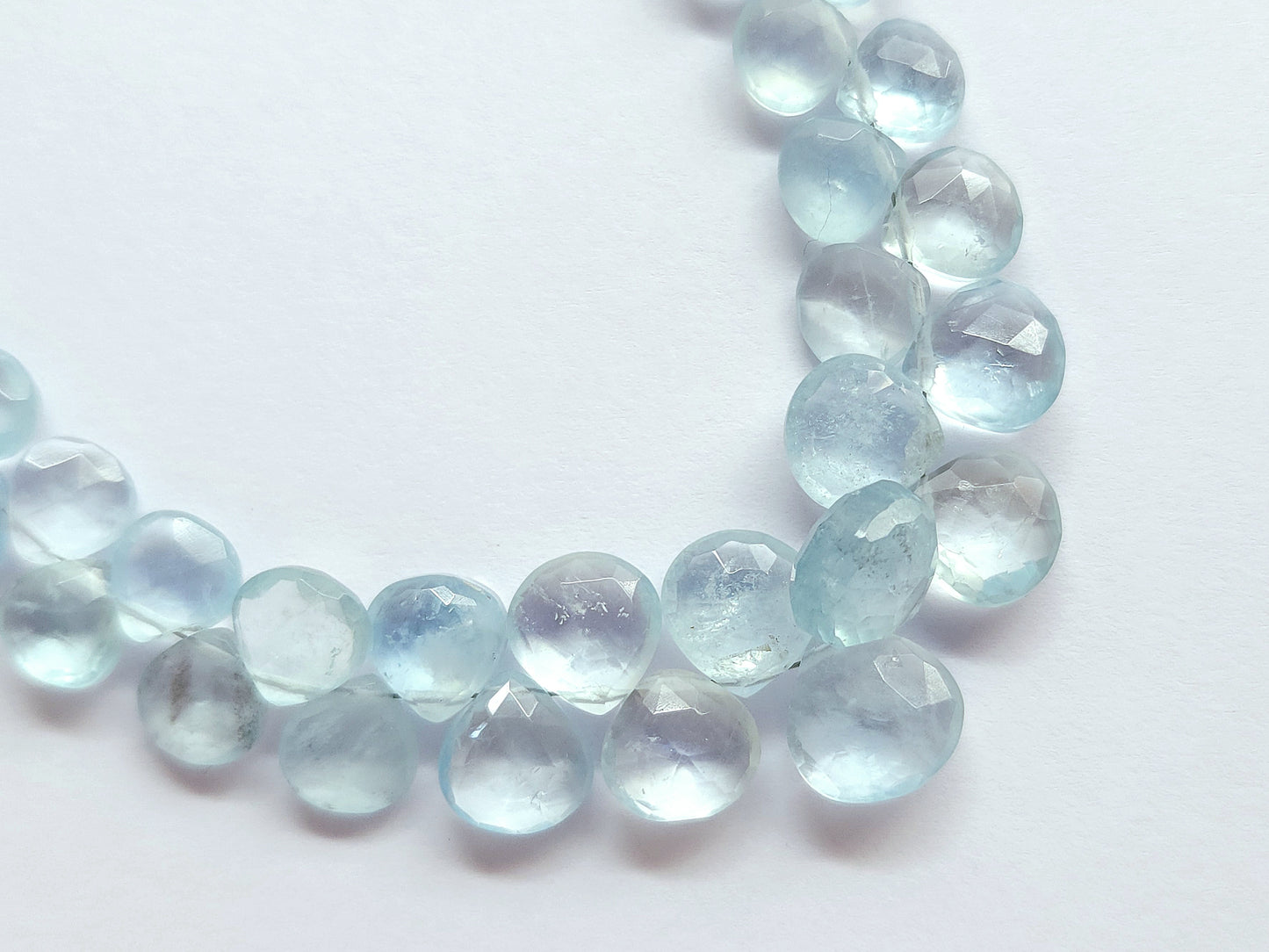 Natural Aquamarine Faceted Heart Shape Briolette Beads