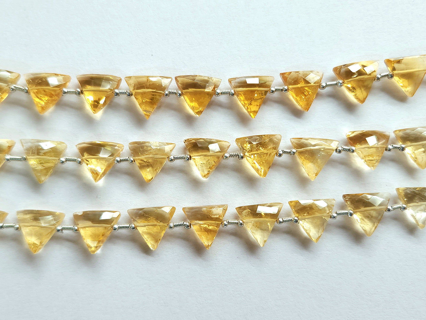10 Pieces | Natural Citrine Faceted Briolette Triangle Beads