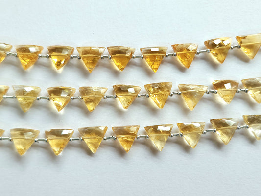 10 Pieces | Natural Citrine Faceted Briolette Triangle Beads