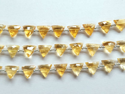 10 Pieces | Natural Citrine Faceted Briolette Triangle Beads