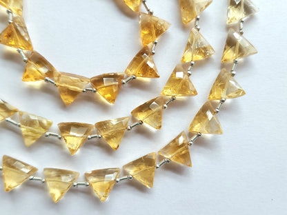 10 Pieces | Natural Citrine Faceted Briolette Triangle Beads