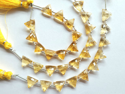 10 Pieces | Natural Citrine Faceted Briolette Triangle Beads