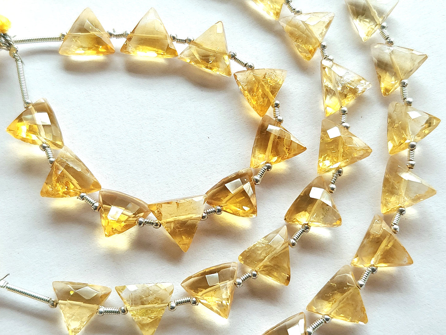 10 Pieces | Natural Citrine Faceted Briolette Triangle Beads
