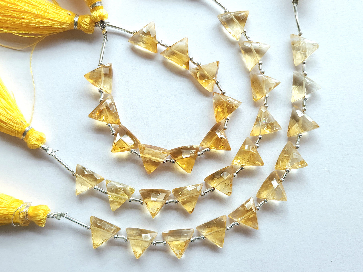 10 Pieces | Natural Citrine Faceted Briolette Triangle Beads