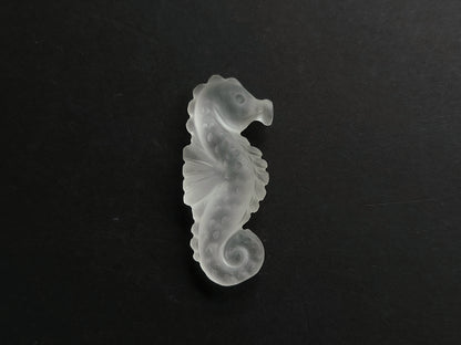 Natural Crystal Quartz Frost Carved Seahorse