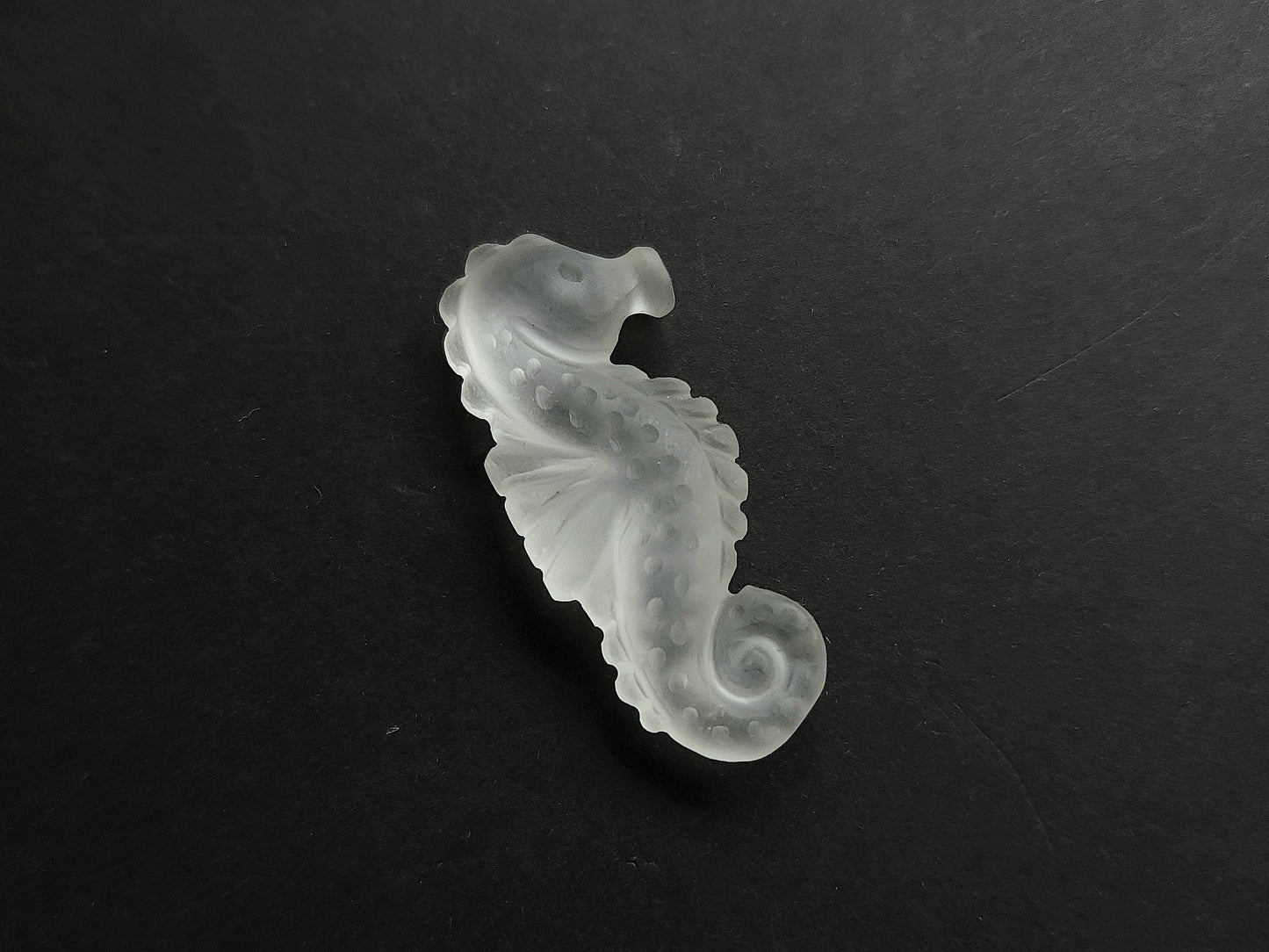 Natural Crystal Quartz Frost Carved Seahorse