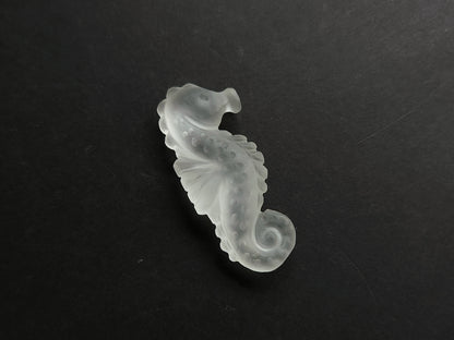 Natural Crystal Quartz Frost Carved Seahorse