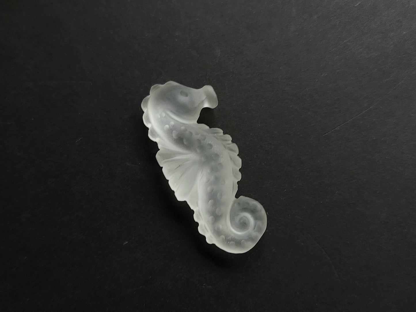 Natural Crystal Quartz Frost Carved Seahorse