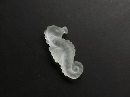 Natural Crystal Quartz Frost Carved Seahorse