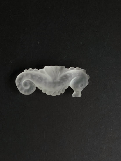 Natural Crystal Quartz Frost Carved Seahorse