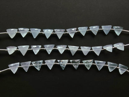 10 Pieces | Natural Aquamarine Faceted Briolette Triangle Beads