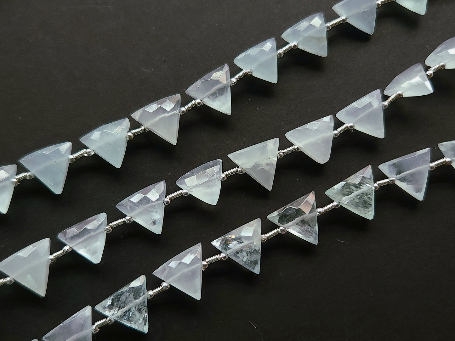 10 Pieces | Natural Aquamarine Faceted Briolette Triangle Beads