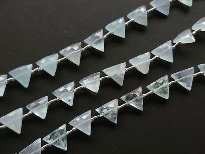 10 Pieces | Natural Aquamarine Faceted Briolette Triangle Beads