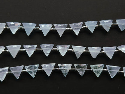 10 Pieces | Natural Aquamarine Faceted Briolette Triangle Beads