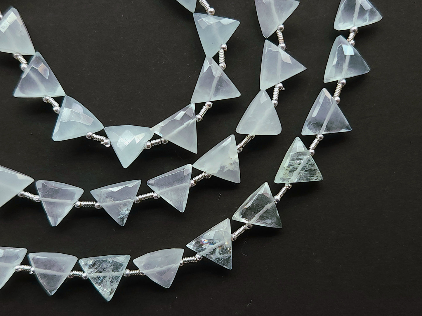 10 Pieces | Natural Aquamarine Faceted Briolette Triangle Beads