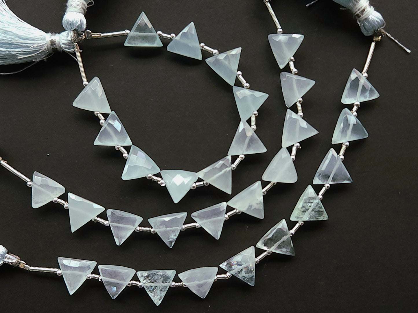 10 Pieces | Natural Aquamarine Faceted Briolette Triangle Beads