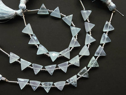 10 Pieces | Natural Aquamarine Faceted Briolette Triangle Beads