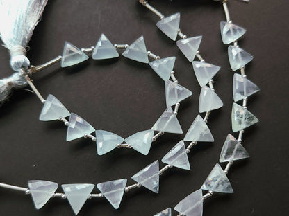 10 Pieces | Natural Aquamarine Faceted Briolette Triangle Beads