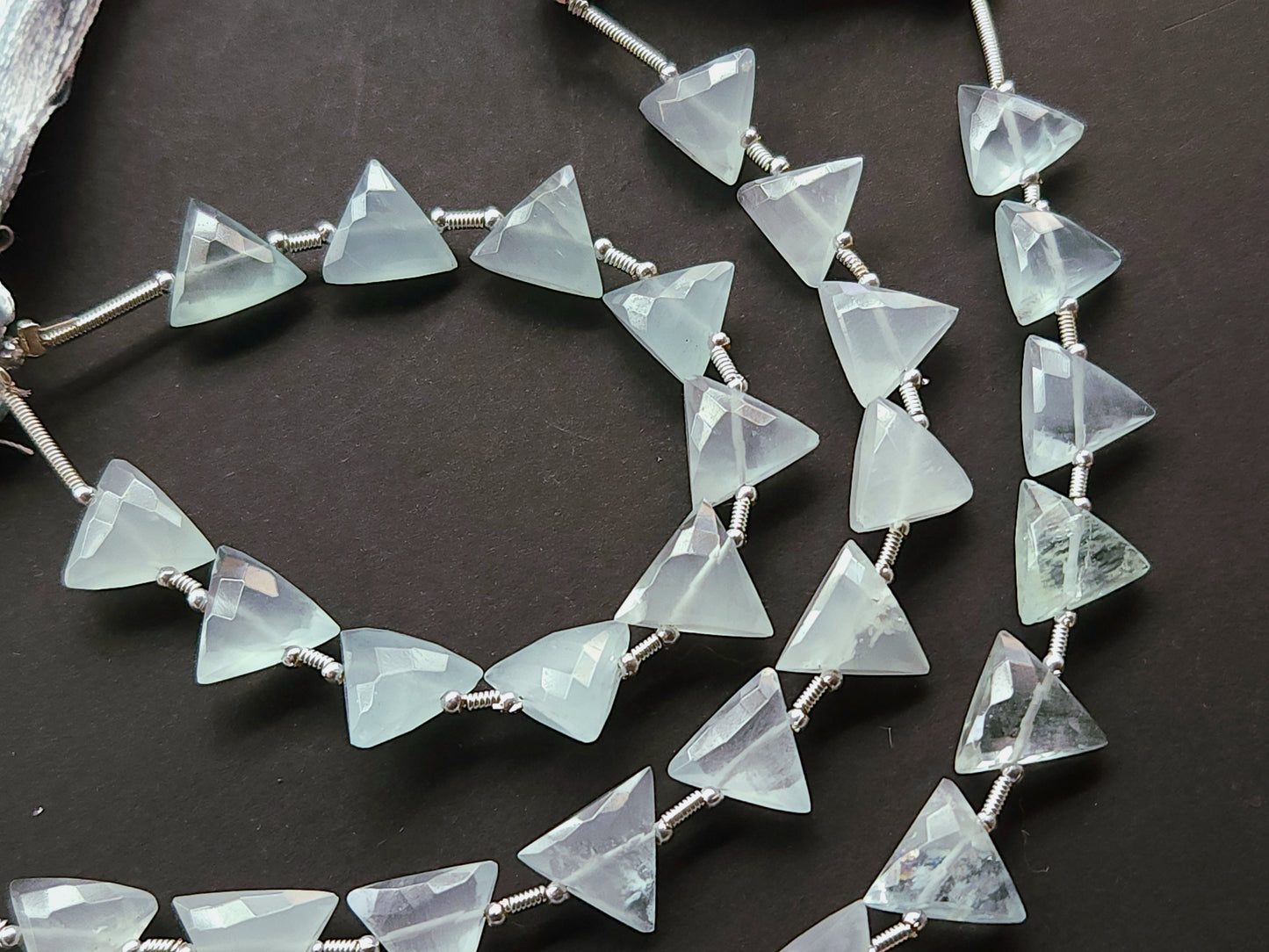 10 Pieces | Natural Aquamarine Faceted Briolette Triangle Beads