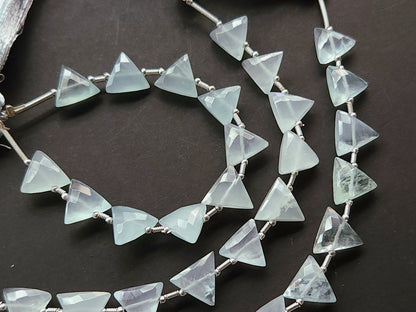 10 Pieces | Natural Aquamarine Faceted Briolette Triangle Beads