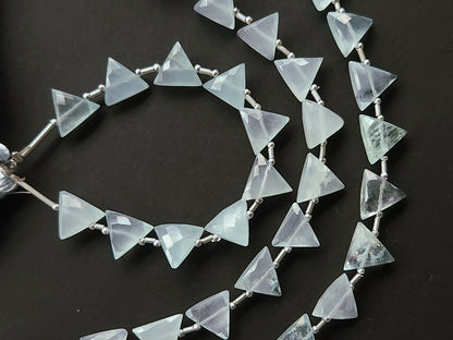 10 Pieces | Natural Aquamarine Faceted Briolette Triangle Beads