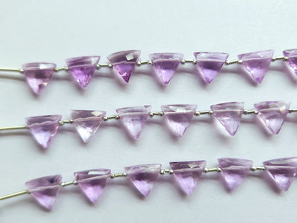 10 Pieces | Natural Pink Amethyst Quartz Faceted Briolette Triangle Beads