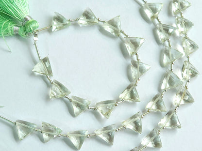 10 Pieces | Natural Green Amethyst Faceted Briolette Triangle Beads