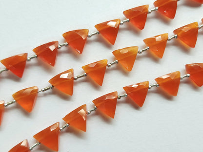 10 Pieces | Natural Carnelian Faceted Briolette Triangle Beads